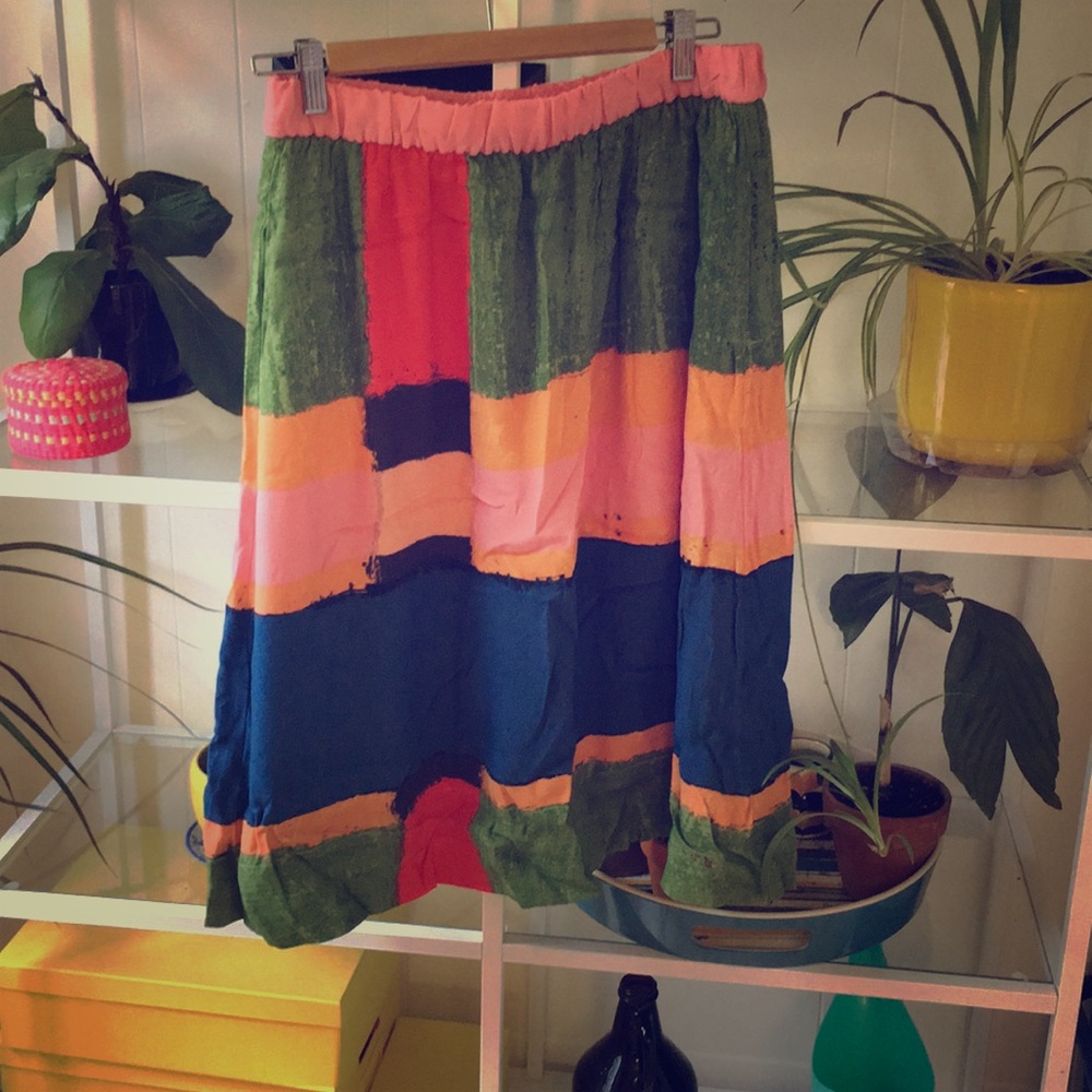 Boden colorblock midi 6p skirt EUC a-line